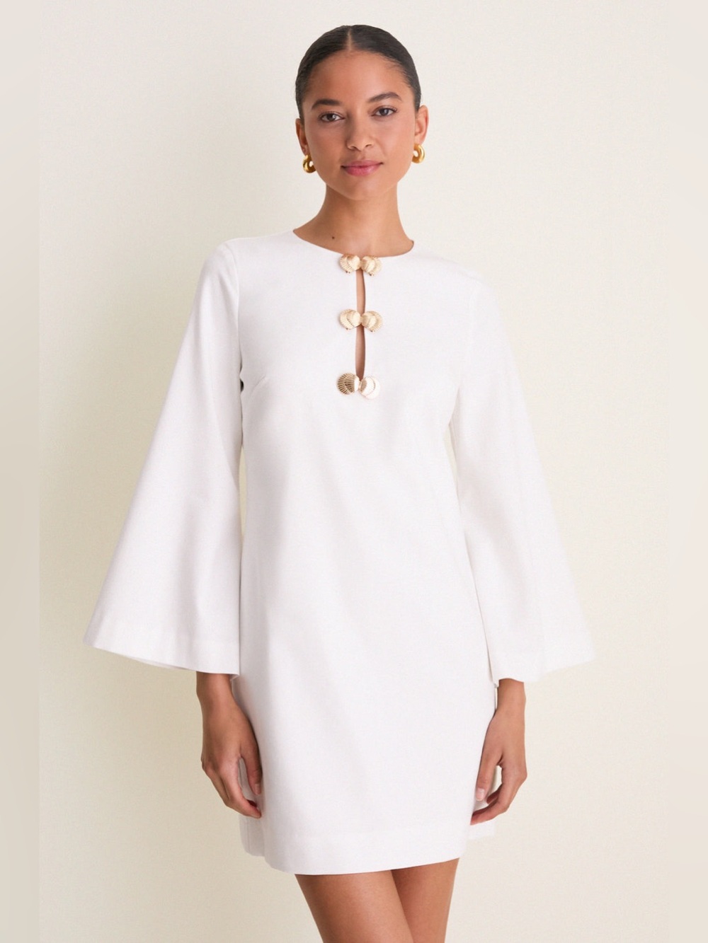 Tuckernuck Ivory Linen Shell Hardware Etta Mini Caftan Size Small NWT